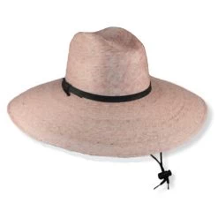 Big Brim Woven Palm Fedora With Chin Cord