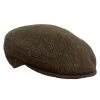 Irish Herringbone Flat Cap In Olive-Brown