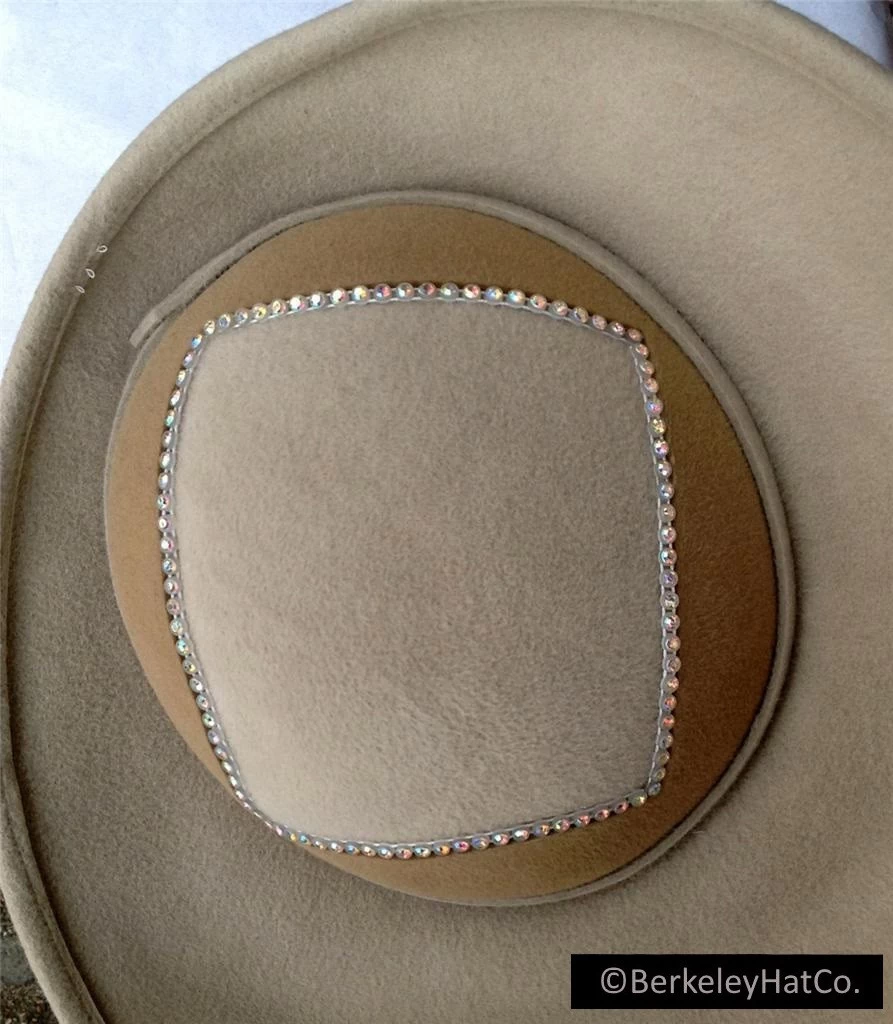 Vintage Jack McConnell Fur Felt Church Crown Tan Light Brown With Crystals - Image 5