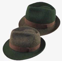 Brown & Green Two-Tone Wool Fedora