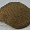 Harris Tweed Ivy Flat Cap, Olive Houndstooth