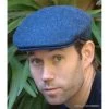 Herringbone Irish Wool Tweed Ivy Cap, Blue