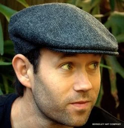 Herringbone Irish Wool Tweed Ivy Cap, Grey(IR21)