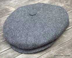 Irish Newsboy Cap Dark Grey Herringbone