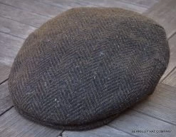 Irish Wool Flat Cap, Brown-Green Herringbone