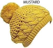 Knit Beret With Large Pom Pom