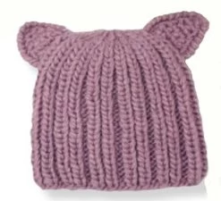 Knit Pussy Cat Hat In Mauve Pink