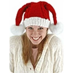 Knit Santa Hat Double Pom-Poms