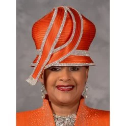 Orange Bubble Crown Church Hat By Scruples