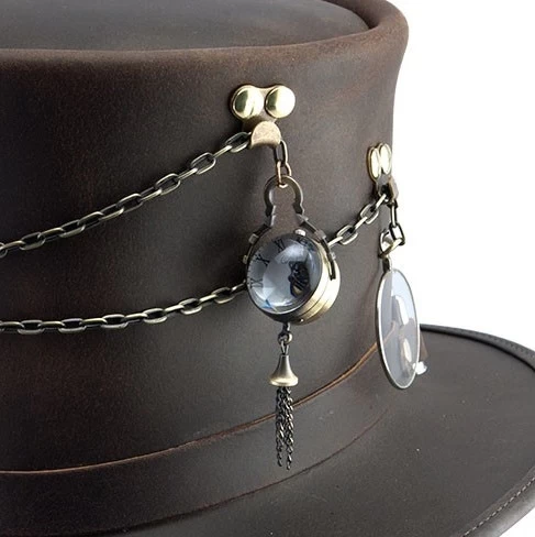 Steampunk Leather Top Hat, "Trinket"