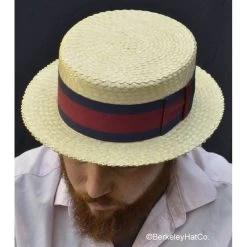 Rare Vintage Sennit Straw Boater Made In Japan