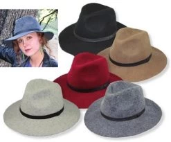 Wide Brim Women's Fedora In Wool Felt