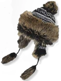 Women's Peruvian Style Knit/Furry Earflap Hat